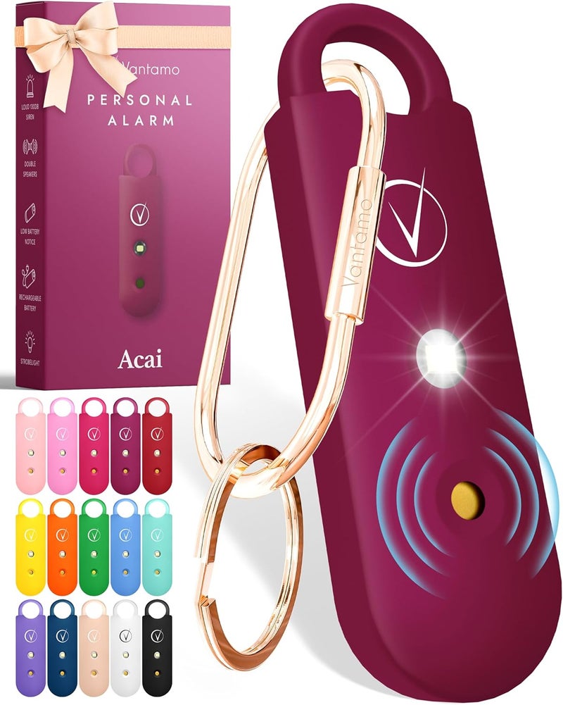 Vantamo Personal Alarm for Self Defense with Low Battery Notice, Strobe Light & Extra Loud 130 dB Double Speakers Safety Keychain Set for Women, Rechargeable Panic Button for Womens Self Defense - Image 1